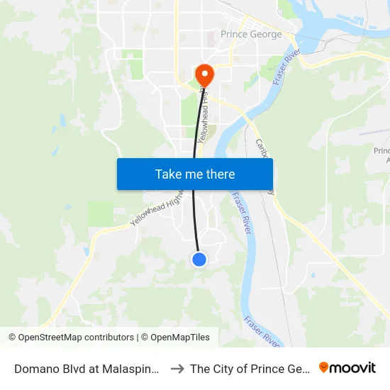 Domano Blvd at Malaspina Ave to The City of Prince George map