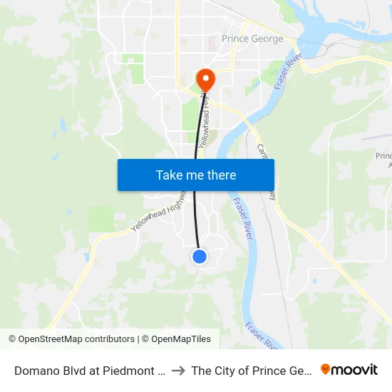 Domano Blvd at Piedmont Cres to The City of Prince George map