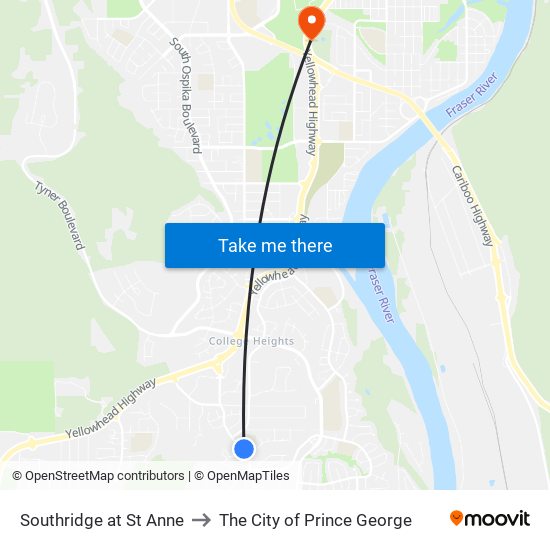 Southridge at St Anne to The City of Prince George map