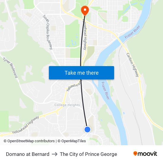 Domano at Bernard to The City of Prince George map