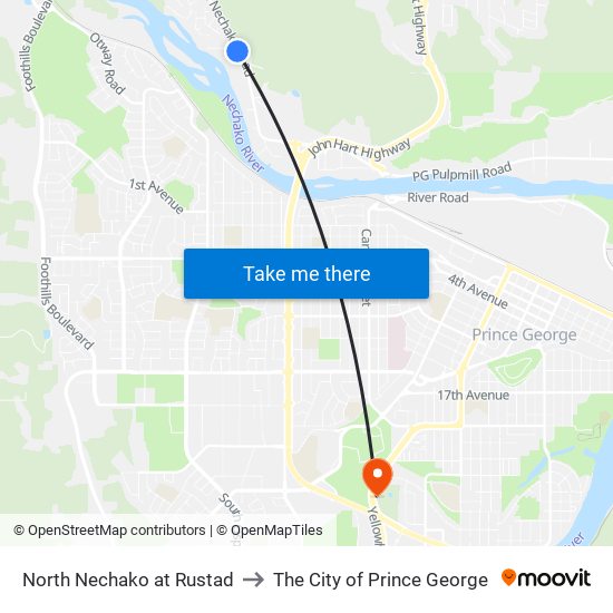 North Nechako at Rustad to The City of Prince George map