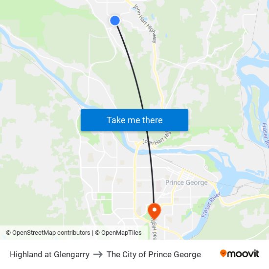 Highland at Glengarry to The City of Prince George map