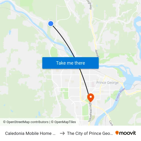 Caledonia Mobile Home Park to The City of Prince George map