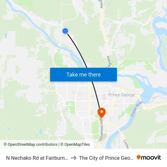 N Nechako Rd at Fairburn Rd to The City of Prince George map