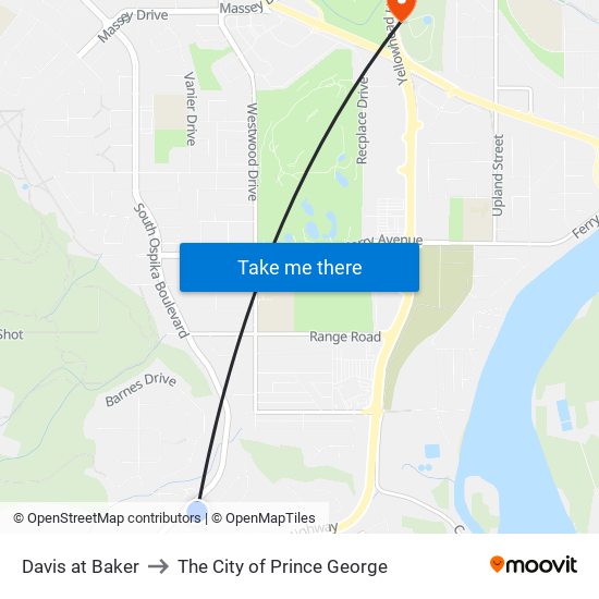 Davis at Baker to The City of Prince George map