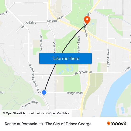 Range at Romanin to The City of Prince George map