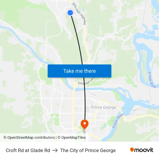 Croft Rd at Glade Rd to The City of Prince George map