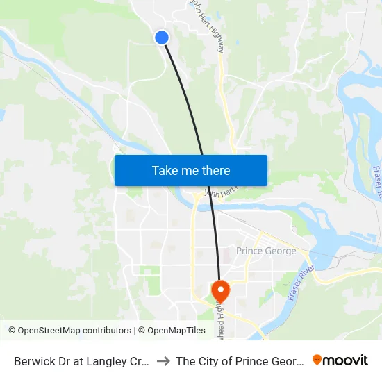 Berwick Dr at Langley Cres to The City of Prince George map