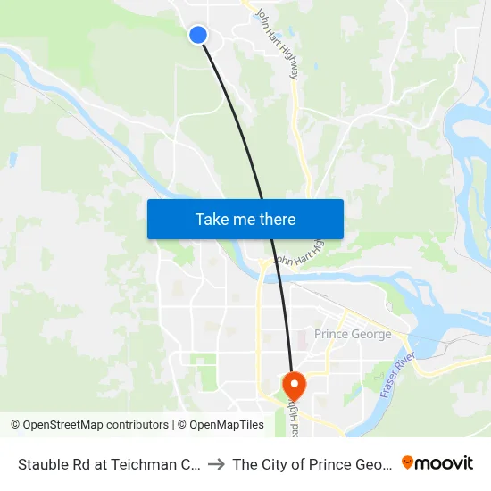 Stauble Rd at Teichman Cres to The City of Prince George map