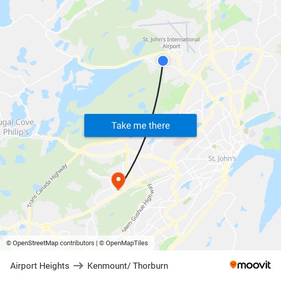 Airport Heights to Kenmount/ Thorburn map