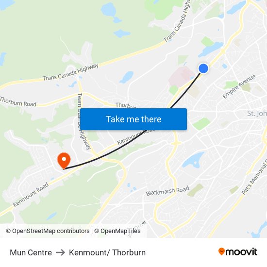 Mun Centre to Kenmount/ Thorburn map