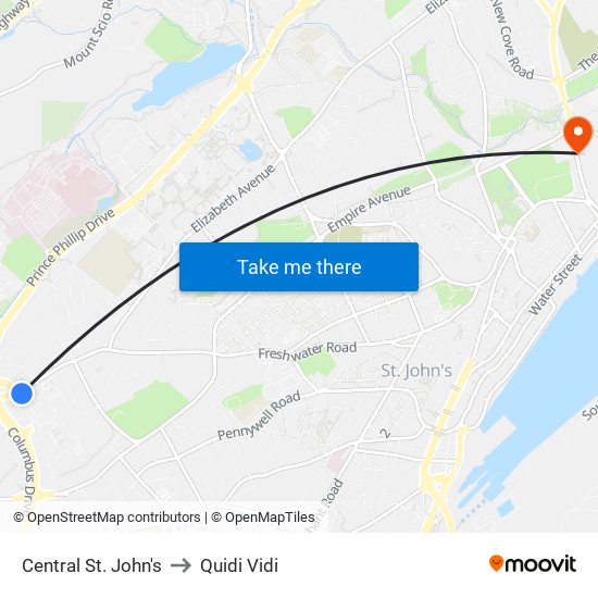 Central St. John's to Quidi Vidi map