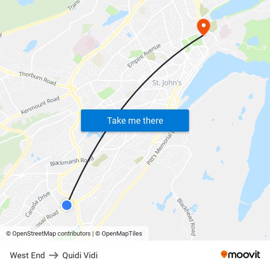 West End to Quidi Vidi map