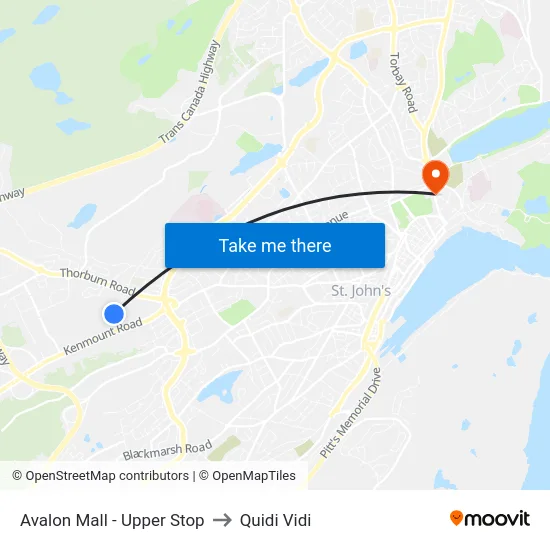 Avalon Mall - Upper Stop to Quidi Vidi map