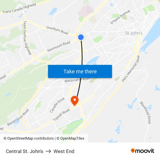 Central St. John's to West End map