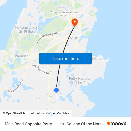 Main Road Opposite Petty Harbor Road to College Of the North Atlantic map