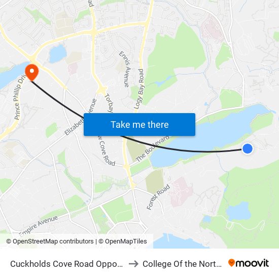 Cuckholds Cove Road Opposite Civic 12 to College Of the North Atlantic map