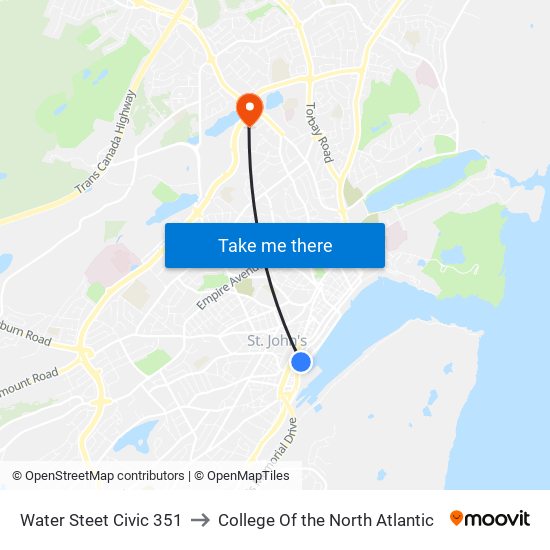 Water Steet Civic 351 to College Of the North Atlantic map