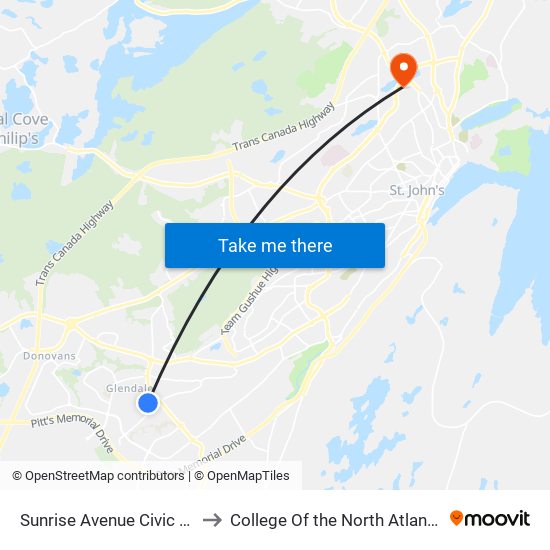 Sunrise Avenue Civic 27 to College Of the North Atlantic map