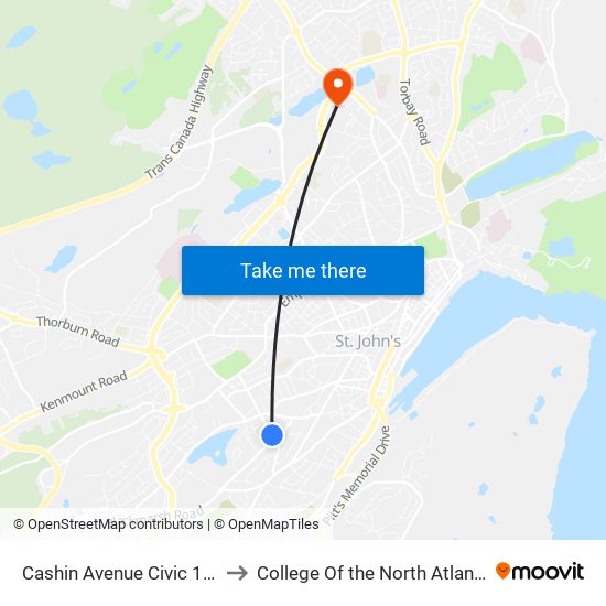 Cashin Avenue Civic 122 to College Of the North Atlantic map