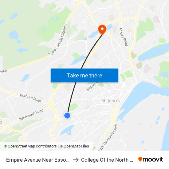 Empire Avenue Near Esso Station to College Of the North Atlantic map