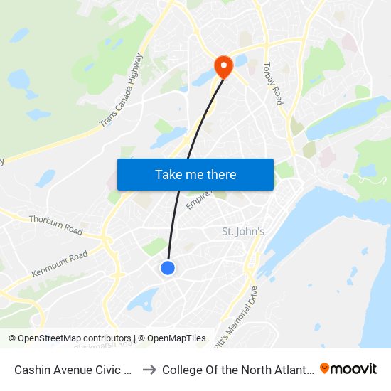 Cashin Avenue Civic 35 to College Of the North Atlantic map