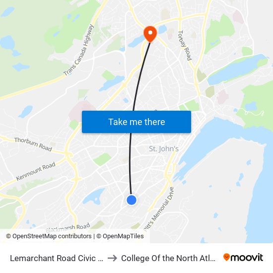 Lemarchant Road Civic 329 to College Of the North Atlantic map