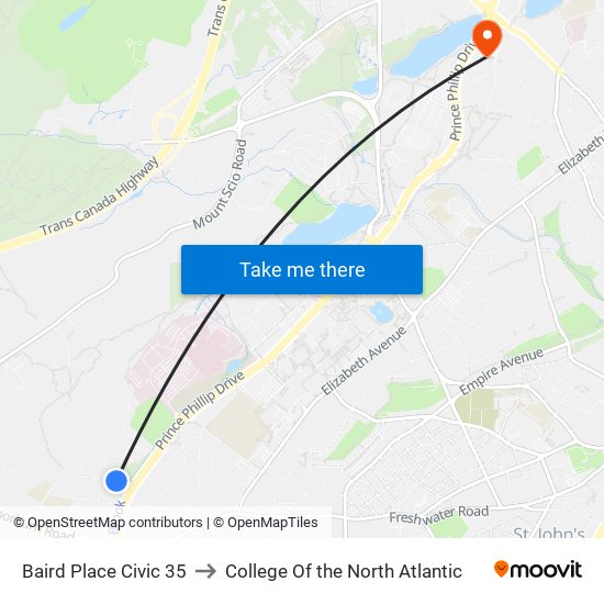 Baird Place Civic 35 to College Of the North Atlantic map