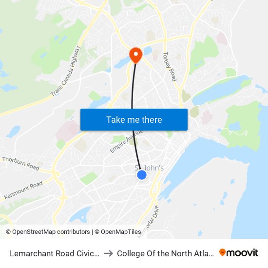 Lemarchant Road Civic 94 to College Of the North Atlantic map