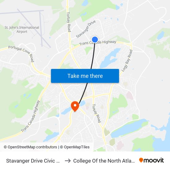 Stavanger Drive Civic 391 to College Of the North Atlantic map