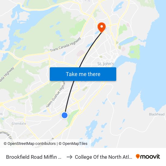 Brookfield Road Miffin Court to College Of the North Atlantic map