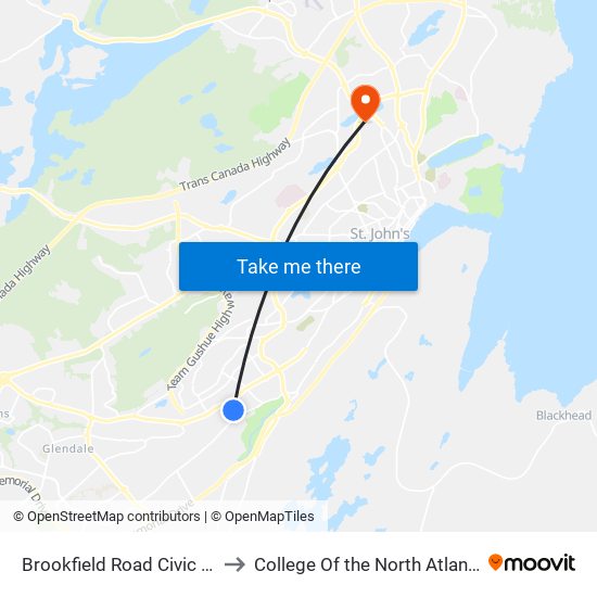 Brookfield Road Civic 29 to College Of the North Atlantic map