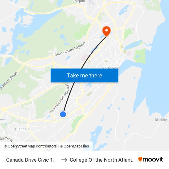 Canada Drive Civic 167 to College Of the North Atlantic map