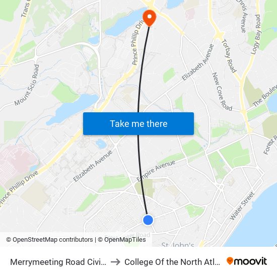 Merrymeeting Road Civic 96 to College Of the North Atlantic map