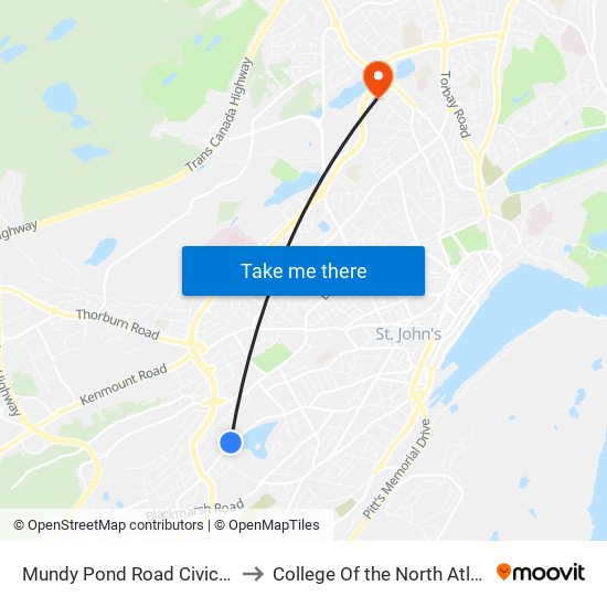 Mundy Pond Road Civic 146 to College Of the North Atlantic map