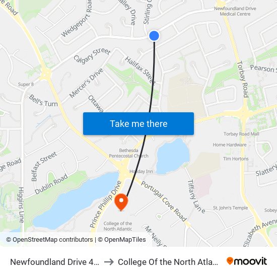 Newfoundland Drive 493 to College Of the North Atlantic map