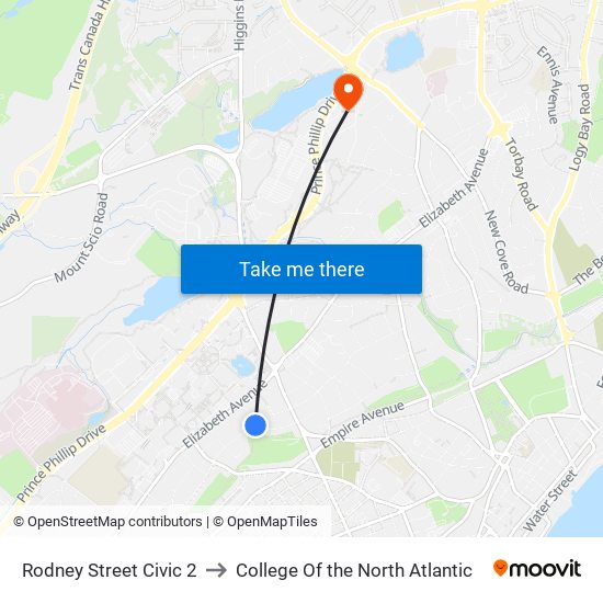 Rodney Street Civic 2 to College Of the North Atlantic map