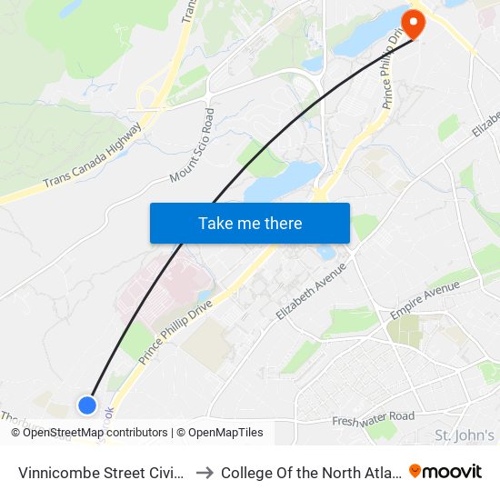 Vinnicombe Street Civic 10 to College Of the North Atlantic map