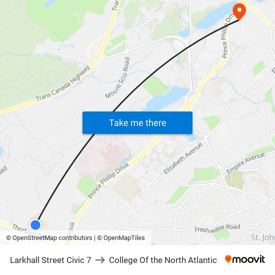 Larkhall Street Civic 7 to College Of the North Atlantic map