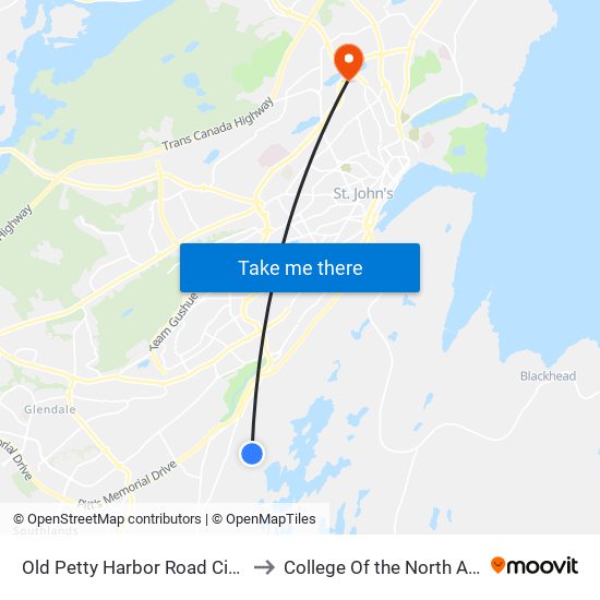 Old Petty Harbor Road Civic 182 to College Of the North Atlantic map