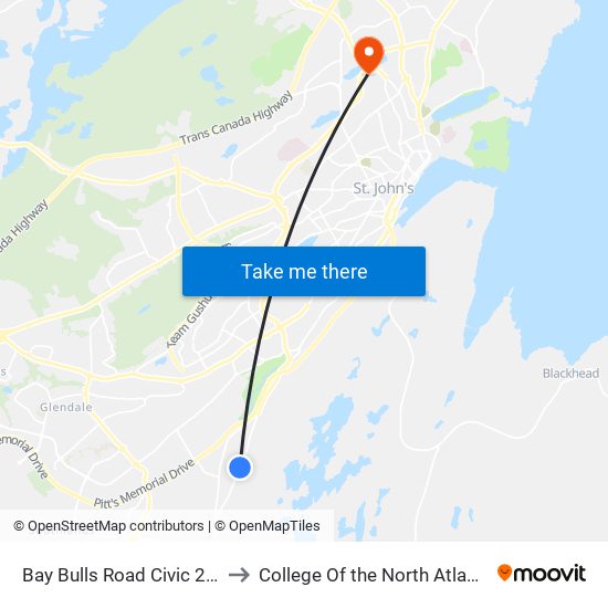 Bay Bulls Road Civic 242 to College Of the North Atlantic map