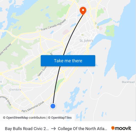 Bay Bulls Road Civic 282 to College Of the North Atlantic map