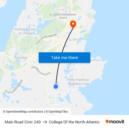 Main Road Civic 240 to College Of the North Atlantic map