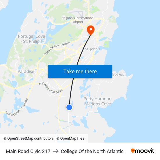 Main Road Civic 217 to College Of the North Atlantic map