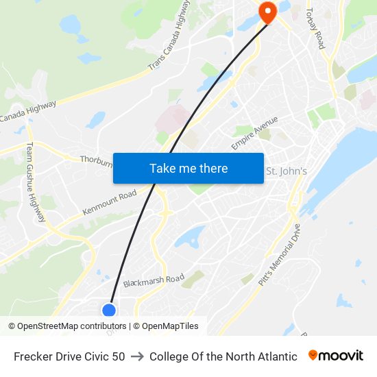 Frecker Drive Civic 50 to College Of the North Atlantic map