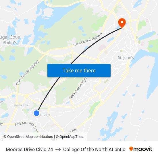 Moores Drive Civic 24 to College Of the North Atlantic map