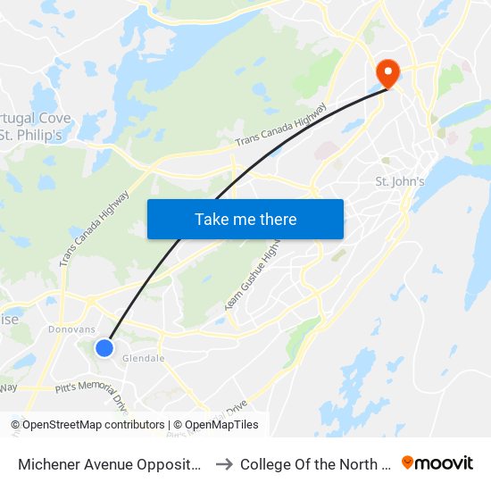 Michener Avenue Opposite Civic 63 to College Of the North Atlantic map