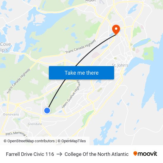 Farrell Drive Civic 116 to College Of the North Atlantic map