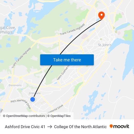 Ashford Drive Civic 41 to College Of the North Atlantic map