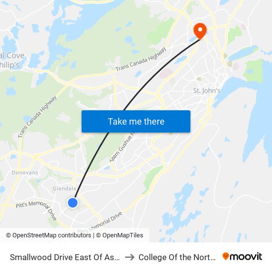 Smallwood Drive East Of Ashford Drrive to College Of the North Atlantic map